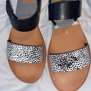 Womens sandals, black/white, size 8.5